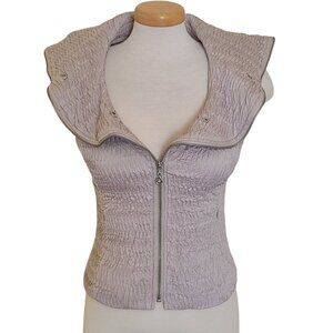Samuel Dong Beige Tan Textured Zip Front Vest - XS